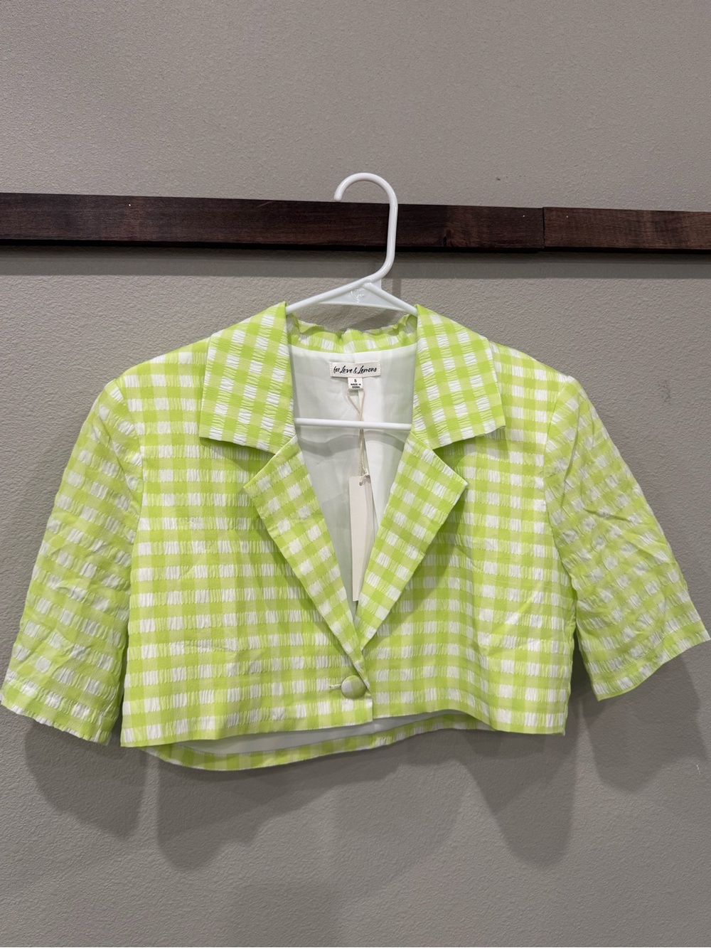 For Love & Lemons Maureen Gingham Blazer Top size Small